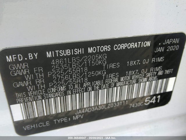 JA4AD3A30LZ033111 Mitsubishi Outlander Se/sel/le/sp