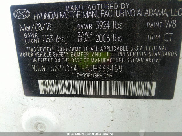 Hyundai ELANTRA SE 2018 5NPD74LF8JH333488 Image 10