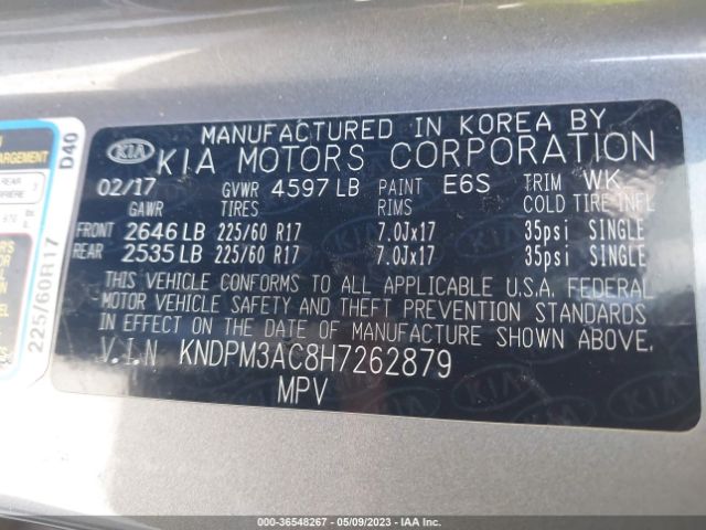 KNDPM3AC8H7262879 KIA Sportage Lx