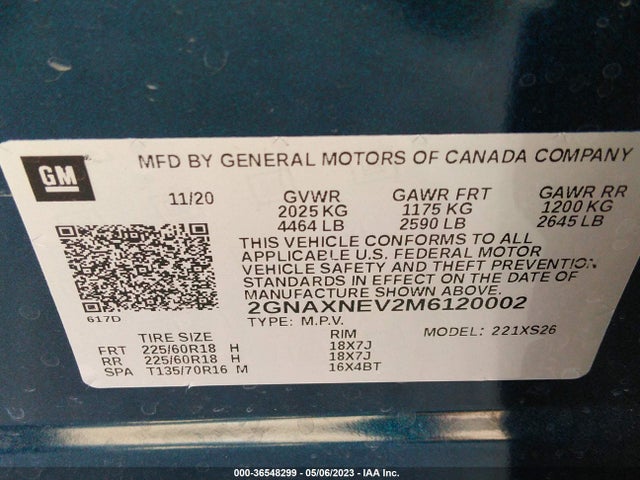 Chevrolet Equinox Premier 2021 2GNAXNEV2M6120002 Image 9
