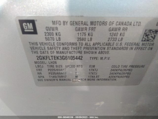 2GKFLTEK3G6105442 GMC Terrain Sle