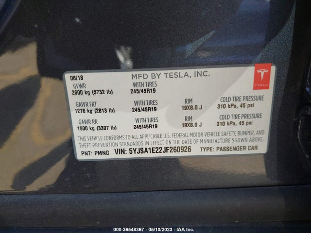 Tesla Model S 75d/100d/p100d 2018 5YJSA1E22JF260926 Image 11