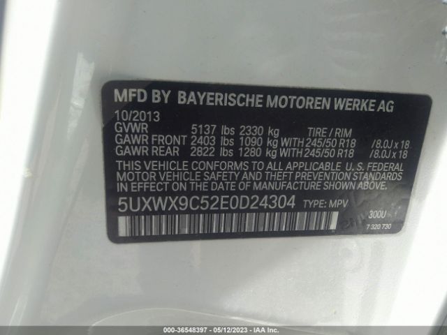 5UXWX9C52E0D24304 BMW X3 Xdrive28i