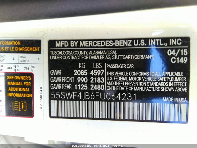 Mercedes-Benz C-class C 300 2015 55SWF4JB6FU064231 Image 9