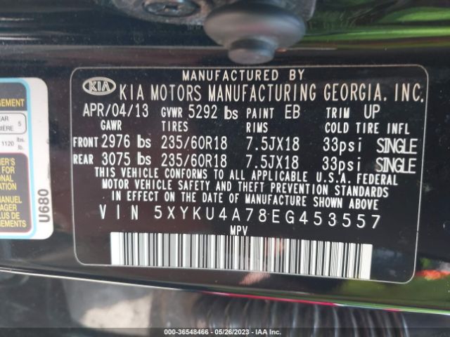5XYKU4A78EG453557 KIA SORENTO EX