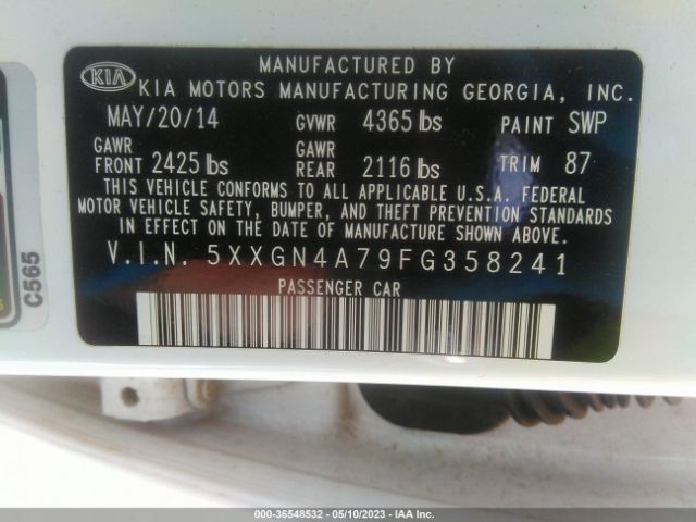 5XXGN4A79FG358241 KIA OPTIMA EX