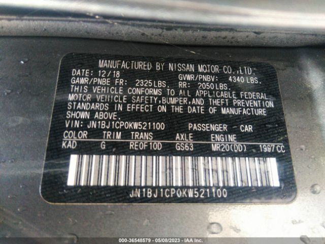 JN1BJ1CP0KW521100 Nissan Rogue Sport Sv