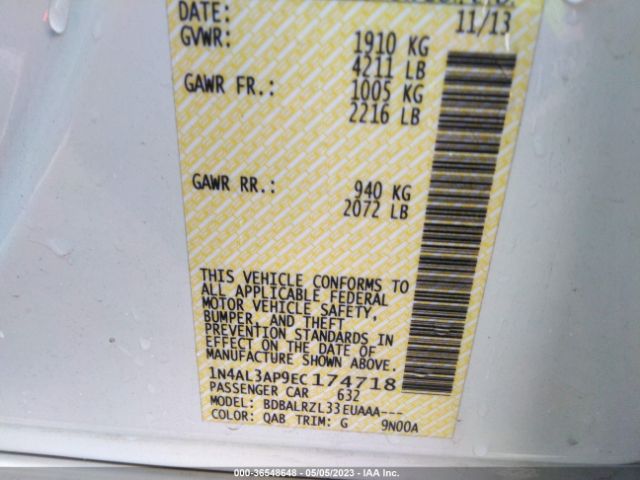 1N4AL3AP9EC174718 Nissan Altima 2.5 S
