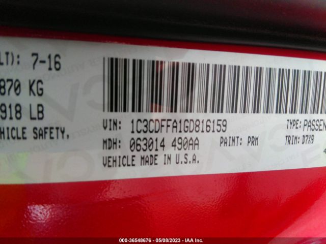 1C3CDFFA1GD816159 Dodge Dart Sxt Sport