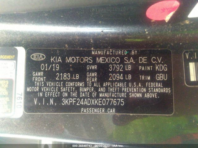 3KPF24ADXKE077675 KIA Forte Lxs