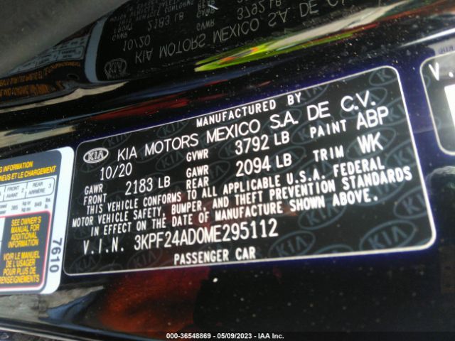 3KPF24AD0ME295112 KIA Forte Lxs