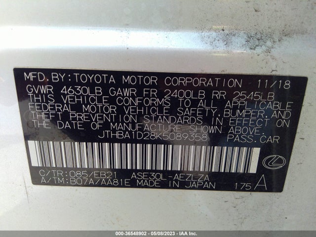 JTHBA1D28K5089358 Lexus Is Is 300