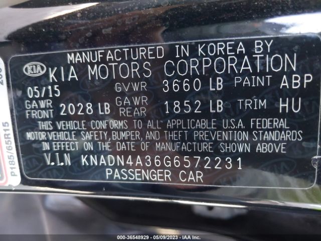KNADN4A36G6572231 KIA RIO EX