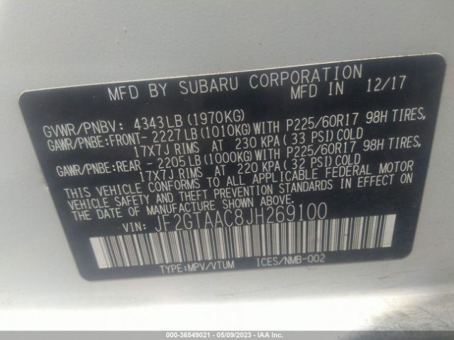 JF2GTAAC8JH269100 Subaru Crosstrek