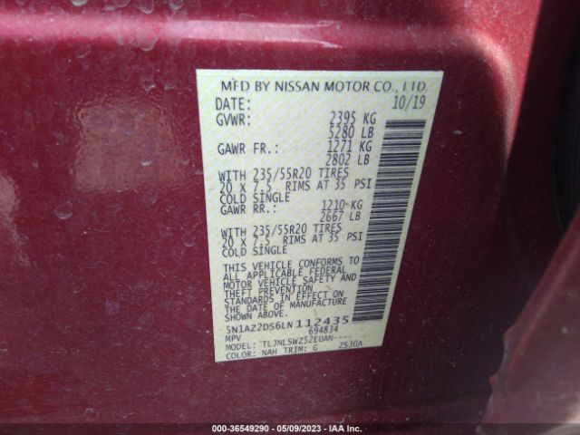 5N1AZ2DS6LN112435 Nissan Murano Platinum