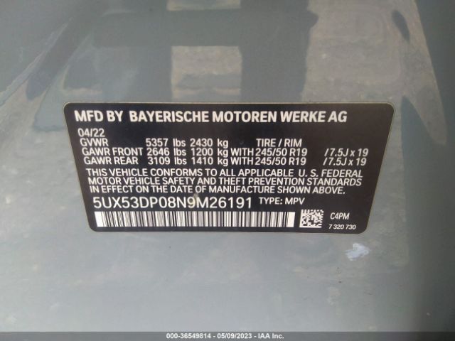 5UX53DP08N9M26191 BMW X3 Xdrive30i