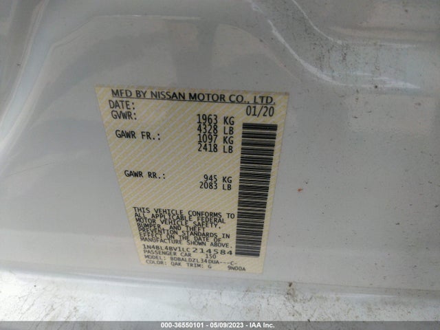 2020 NISSAN ALTIMA 2.5 S VIN: 1N4BL4BV1LC214584