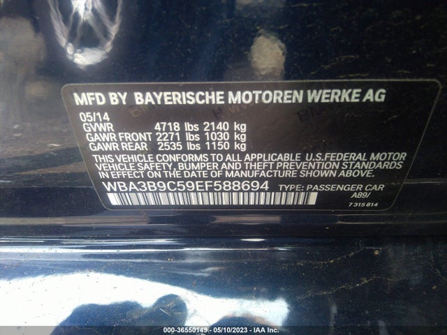 BMW 3 Series 335i Xdrive 2014 WBA3B9C59EF588694 Image 9