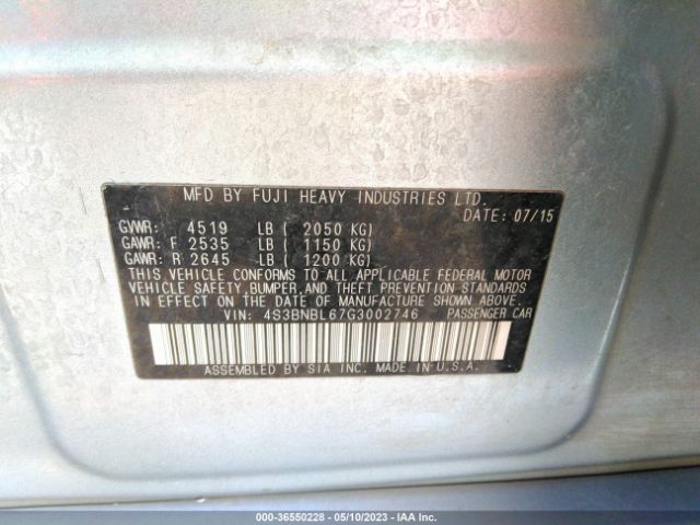 4S3BNBL67G3002746 Subaru Legacy 2.5i Limited