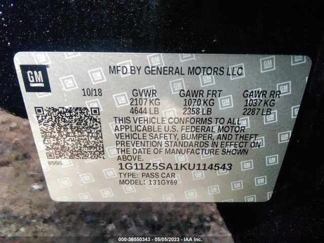 Chevrolet IMPALA LT 2019 1G11Z5SA1KU114543 Image 11