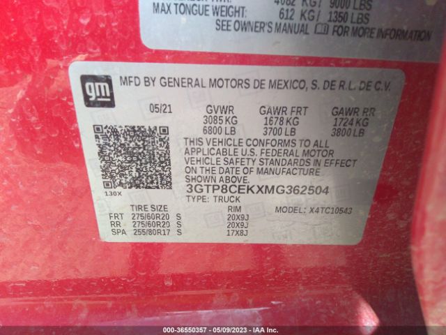 3GTP8CEKXMG362504 GMC Sierra 1500 Elevation