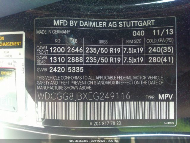 WDCGG8JBXEG249116 Mercedes-Benz Glk-class Glk 350