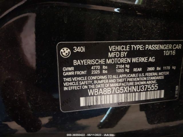WBA8B7G5XHNU37555 BMW 3 Series 340i Xdrive
