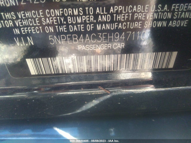 2014 HYUNDAI SONATA GLS VIN: 5NPEB4AC3EH947110