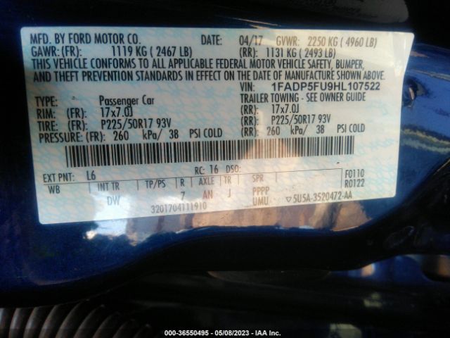 1FADP5FU9HL107522 Ford C-max Energi Titanium