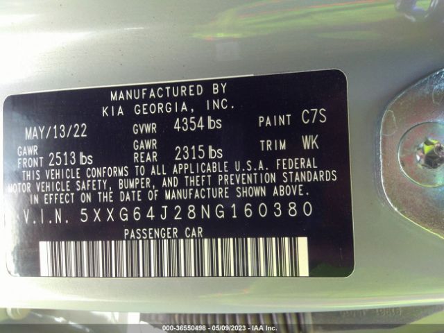 5XXG64J28NG160380 KIA K5 Gt-line