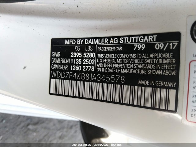 2018 MERCEDES-BENZ E-CLASS E 300 VIN: WDDZF4KB8JA345578