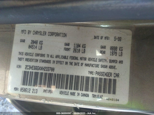 1999 CHRYSLER 300M VIN: 2C3HE66GXXH233700