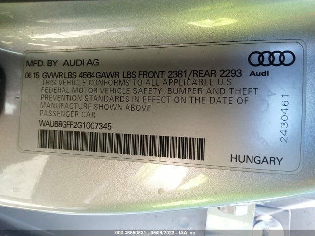 WAUB8GFF2G1007345 Audi A3 2.0t Premium