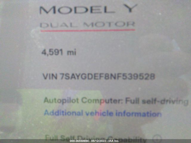 7SAYGDEF8NF539528 Tesla Model Y Performance