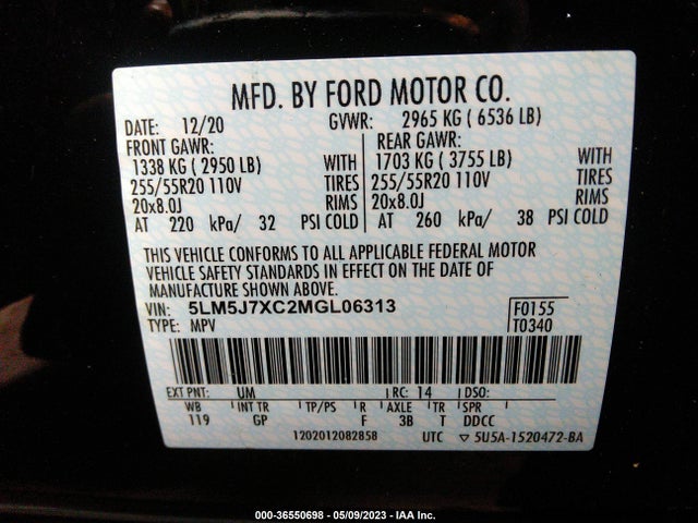 2021 Lincoln Aviator, VIN: 5LM5J7XC2MGL06313