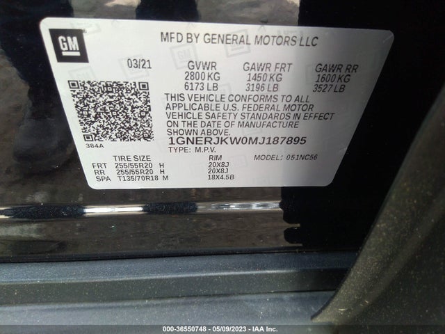 Chevrolet Traverse Rs 2021 1GNERJKW0MJ187895 Image 9