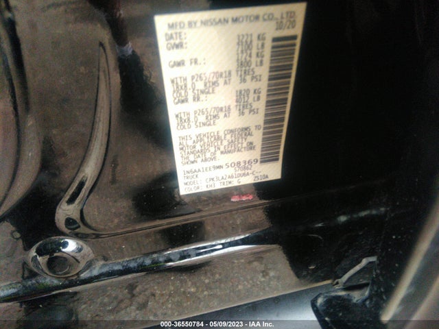 2021 NISSAN TITAN S VIN: 1N6AA1EE9MN508369