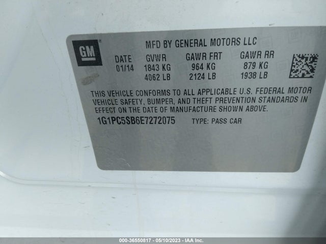 Chevrolet Cruze 1lt 2014 1G1PC5SB6E7272075 Image 9