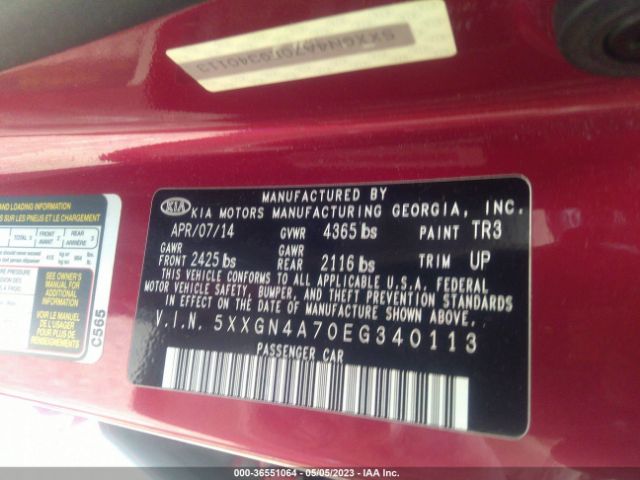 5XXGN4A70EG340113 KIA OPTIMA EX