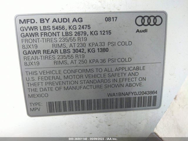 WA1BNAFY0J2043864 Audi Q5 Premium Plus