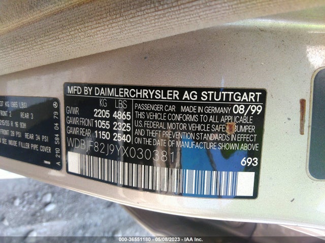 2000 MERCEDES-BENZ E-CLASS AWD VIN: WDBJF82J9YX030381