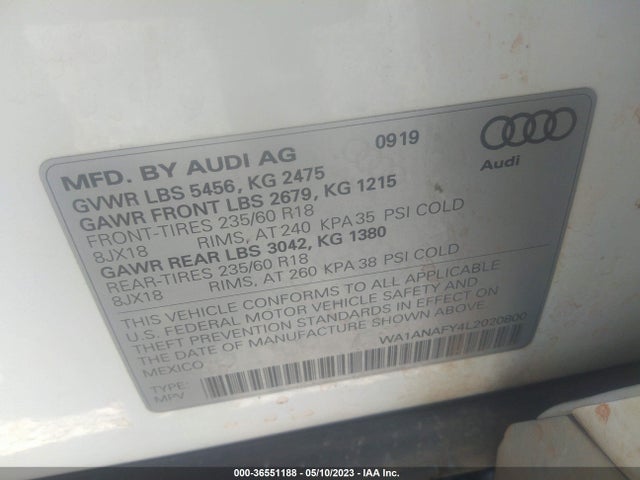 WA1ANAFY4L2020800 Audi Q5 Premium/titanium Premium