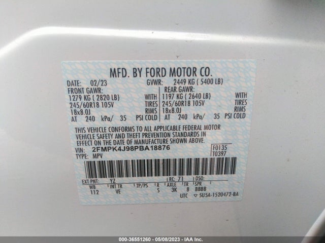 2023 Ford Edge, VIN: 2FMPK4J98PBA18876