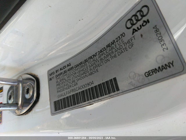 2012 AUDI A5 VIN: WAULFAFR5CA000904