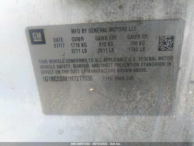 Chevrolet CRUZE LS 2017 1G1BC5SM1H7277636 Image 9