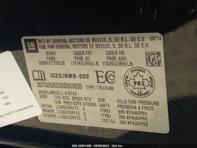 3GTU2UEC5EG563635 GMC Sierra 1500 Sle