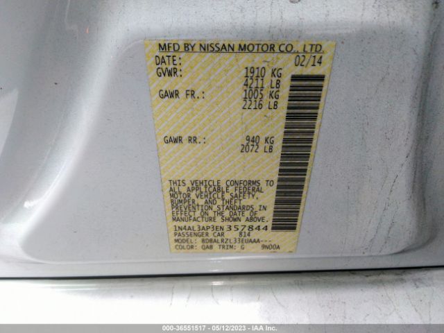 1N4AL3AP3EN357844 Nissan Altima 2.5 S
