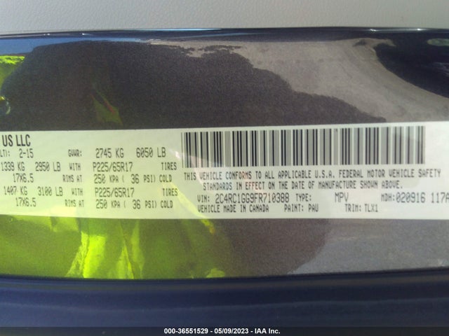 2C4RC1GG9FR710388 Chrysler Town & Country Limited Platinum