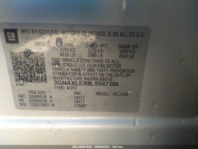 Chevrolet EQUINOX LT 2020 3GNAXLEX8LS547366 Image 9
