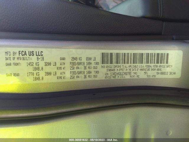 1C4RDHAG6JC482785 Dodge Durango Sxt